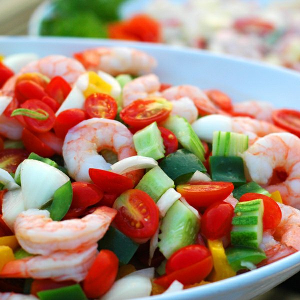 Fish and More Cooked Salad Prawns